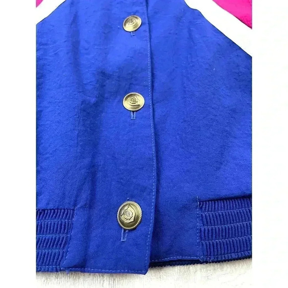 VTG Regal Windbreaker Retro Jacket Small Women's Blue Pink 90's Button Up - Picture 8 of 11